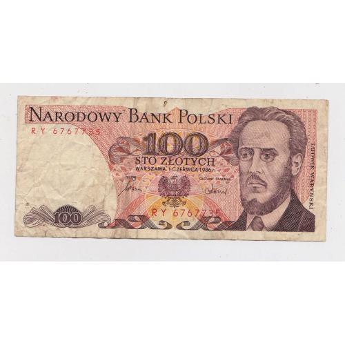 100 ЗЛОТИХ = 1986 р. = ПОЛЬЩА = серія RY \\