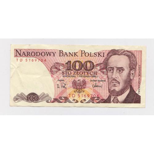100 ЗЛОТИХ = 1988 р. = ПОЛЬЩА = серія TD \\