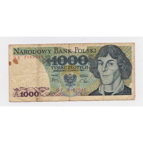 1000 ЗЛОТИХ = 1982 р. = ПОЛЬЩА = серія GF \\
