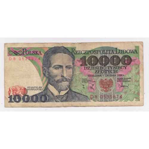 10000 ЗЛОТИХ = 1988 р. = ПОЛЬЩА = серія DB \\
