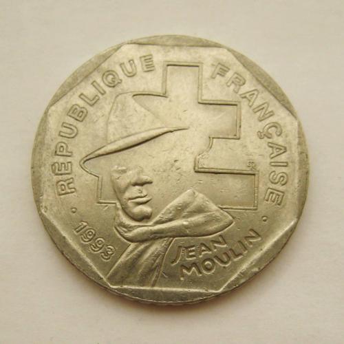 2 франки = 1993 р. = ФРАНЦІЯ  = Жан Мулен - 50-річчя Національного руху опору \\