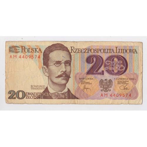 20 ЗЛОТИХ = 1982 р. = ПОЛЬЩА = серія АМ \\