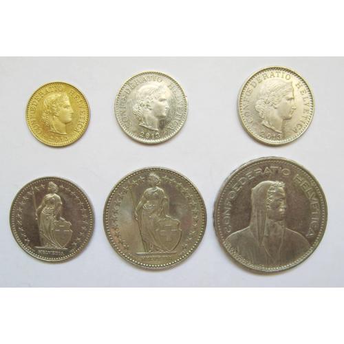 5, 10, 20 рапенів і 1, 2, 5 франків = 2013 р. = ШВЕЙЦАРІЯ 