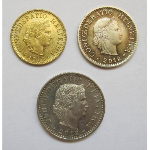 5, 10 і 20 рапенів = 2012 р. = ШВЕЙЦАРІЯ \\