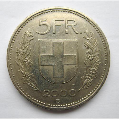 5 франків = 2000 р. = ШВЕЙЦАРІЯ ==
