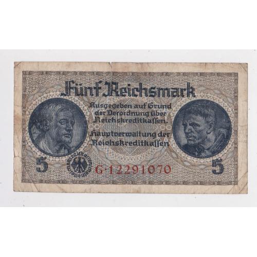 5 марок 1941-1944 г. = ГЕРМАНИЯ = без выдавленного штемпеля \\