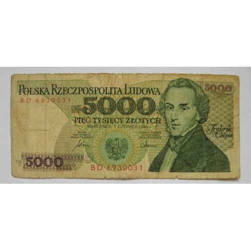 5000 ЗЛОТИХ = 1986 р. = ПОЛЬЩА = серія BD \\