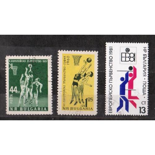 БАСКЕТБОЛ - СПОРТ = БОЛГАРІЯ = марки 1957, 1960 1981 р. = гаш. \\