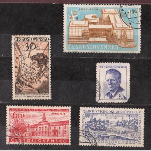 ЧЕХОСЛОВАЧЧИНА =  марки 1958 р. = гаш.  = 5 шт. \\