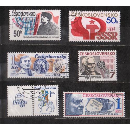 ЧЕХОСЛОВАЧЧИНА =  марки 1987, 1988 р. = гаш.  = 6 шт. \\