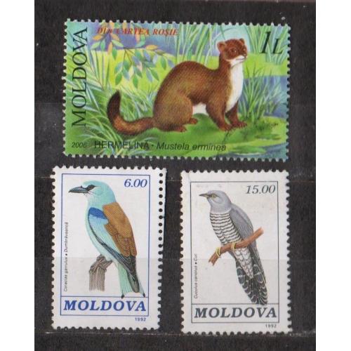 ФАУНА = марки 1992,  2006 р. =  МОЛДОВА = гаш. = 3 шт. \\