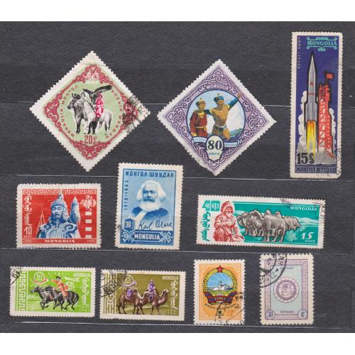 МОНГОЛІЯ = марки 1959, 1961, 1963 р. = гаш. = 10 шт. \\