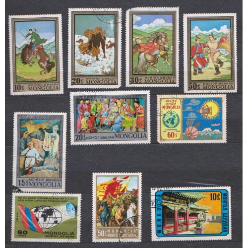 МОНГОЛІЯ = марки  1972, 1973, 1974 р. = гаш. = 10 шт. \\