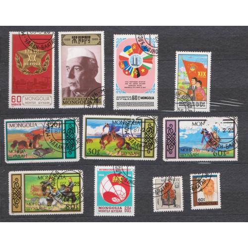 МОНГОЛІЯ = марки  1986, 1987, 1988, 1989, 1990 р. = гаш. = 11 шт. \\