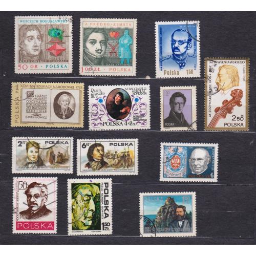 ПЕРСОНИ = марки 1973, 1974, 1975, 1976, 1978, 1979, 1981 р. = ПОЛЬЩА = гаш. = 13 шт. \\