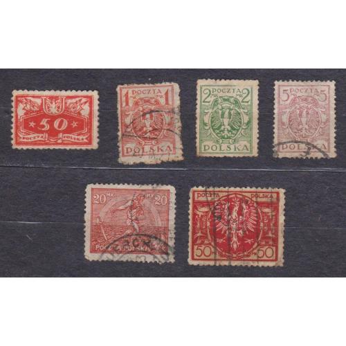 ПОЛЬЩА = марки 1920, 1921, 1922 р. = гаш. = 6 шт. \\