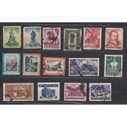 ПОЛЬЩА = марки 1953, 1954, 1955, 1956, 1958 р. = гаш. = 15 шт. \\
