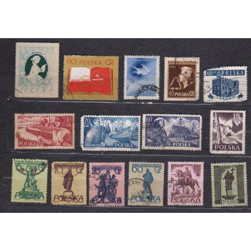 ПОЛЬЩА = марки 1954, 1955, 1956, 1957, 1958 р. = гаш. = 15 шт. \\