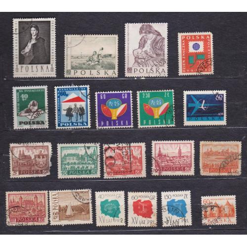 ПОЛЬЩА = марки 1959, 1960, 1965, 1966 р. = гаш. = 20 шт. \\