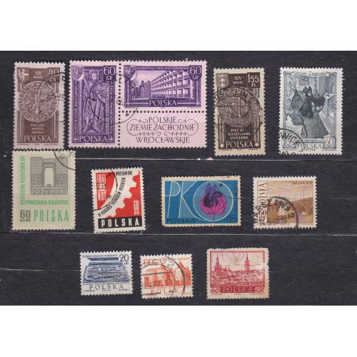 ПОЛЬЩА = марки 1960, 1961, 1962, 1965, 1966 р. = гаш. = 12 шт. \\