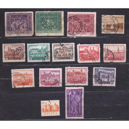 ПОЛЬЩА = марки 1960, 1961, 1965, 1966 р. = гаш. = 15 шт. \\