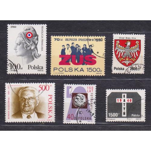 ПОЛЬЩА = марки 1989, 1990, 1992 р. = гаш. = 6 шт. \\