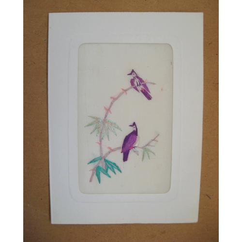 ПТАХИ = вишита шовком листівка = Ханой - В'єтнам = подвійна чиста \\