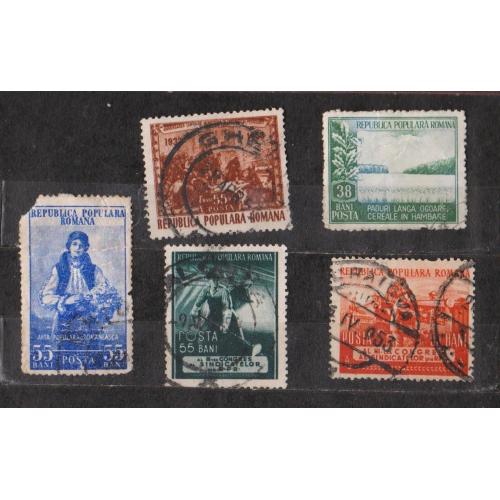 РУМУНІЯ = марки 1953 р. = гаш. =  5 шт. \\