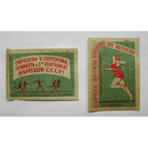 Спорт Белорусской ССР  = Сірникові етикетки  СРСР = Борисовский комбинат - 1961 р. = 2 шт. \\