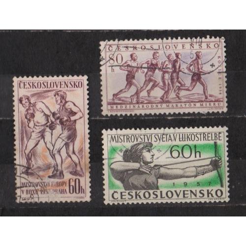 СПОРТ =  марки  1956, 1957  р. = ЧЕХОСЛОВАЧЧИНА = гаш.  = 3 шт. \\