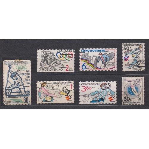 СПОРТ = марки 1964, 1973, 1982, 1984, 1985, 1987 р. = ЧЕХОСЛОВАЧЧИНА = гаш. = 7 шт. \\