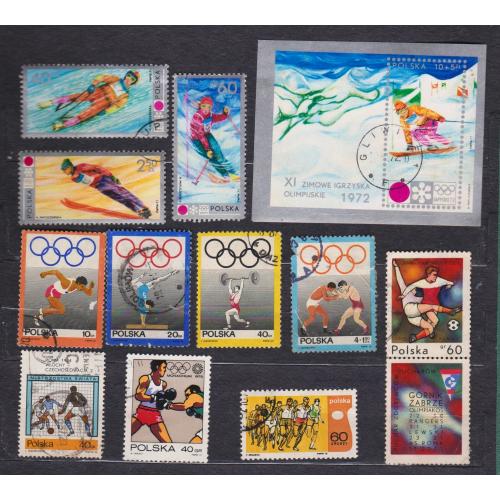 СПОРТ = марки 1966, 1969, 1970, 1972 р. = ПОЛЬЩА = гаш. \\