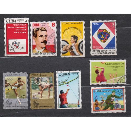 СПОРТ = марки 1972, 1974, 1975, 1976 р. = КУБА = гаш. = 9 шт. \\