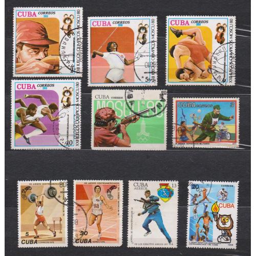 СПОРТ = марки 1976, 1977, 1978, 1979, 1980, 1986 р. = КУБА = гаш. = 10 шт. \\