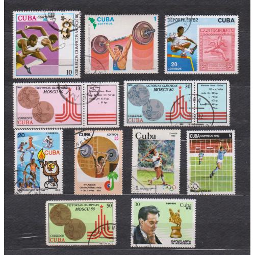 СПОРТ = марки 1980, 1982, 1984, 1986 р. = КУБА = гаш. = 11 шт. \\