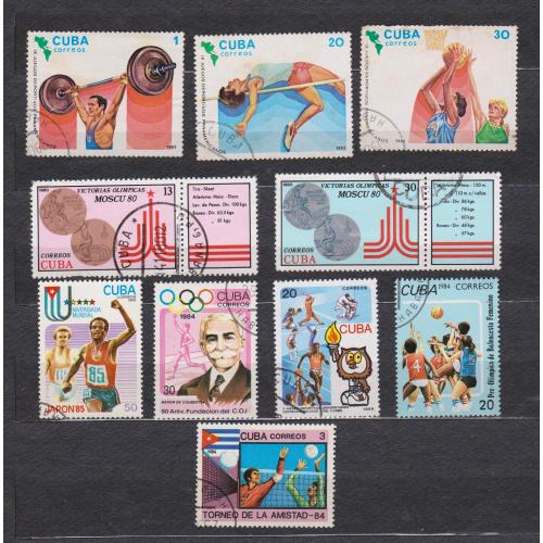 СПОРТ = марки 1980, 1983, 1984, 1985, 1986 р. = КУБА = гаш. = 10 шт. \\