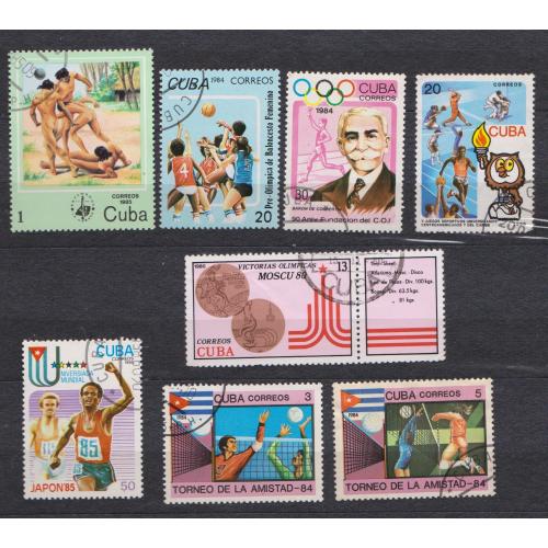 СПОРТ = марки 1980, 1984, 1985, 1986 р. = КУБА = гаш. = 8 шт. \\