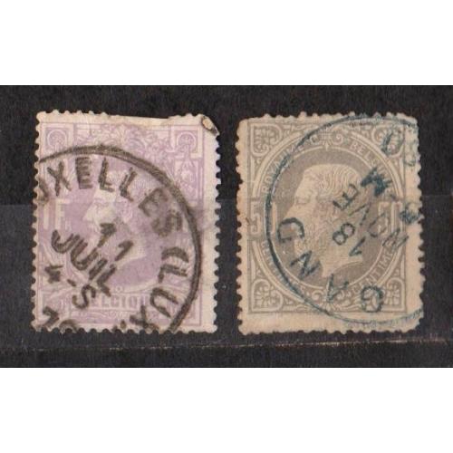 СТАНДАРТ - Король Леопольд II = 1874, 1875 р. = БЕЛЬГІЯ = гаш. \\