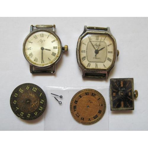 Жіночі годинники /часы/, механізми та циферблат - ЛУЧ = механіка = СРСР \\