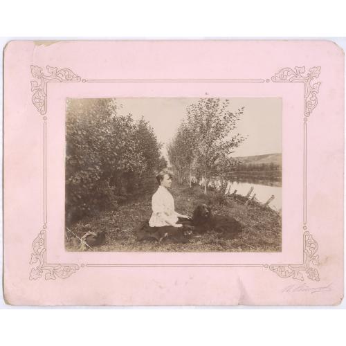 Фото Остер 1906 Девушка Собака Сеттер