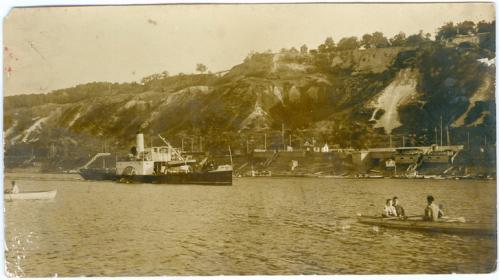 Киев Фото Река Днепр Пароход Пристань Лодка 1920-е годы Украина