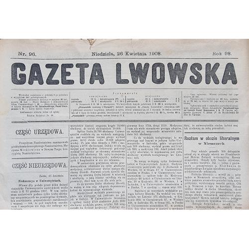 Львівська газета № 96 26 квітня 1908 Реклама Велосипед Львовская газета Gazeta Lwowska F. Rosenmann