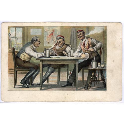   Карточные игроки Карты игральные Игра Винтаж Пиво Пивная кружка  Табак Курение Playing cards Beer
