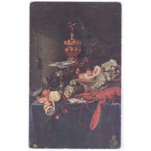 Питер де Ринг Натюрморт с золотым кубком Омар креветки устрицы фрукты виноград лимон апельсин персик