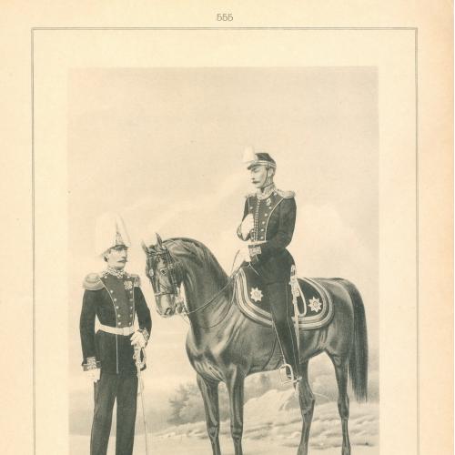 Штаб-офицер и адьютант Лейб-гвардейских полков Фототипия Голике и Вильбор Военная форма Лошадь Сабля