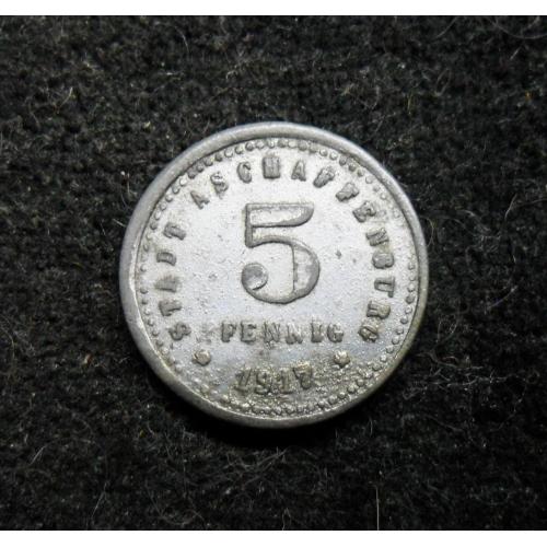 Німеччина Ашаффенбург нотгельд 5 пфенігів 1917 р. - за Функом F23.1С - RAR!