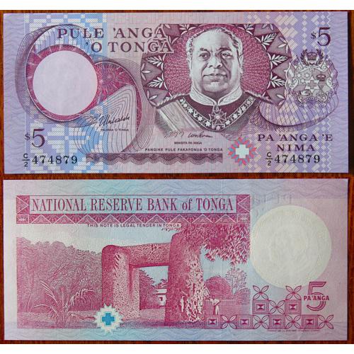 Банкнота 5 паанга Танга 1995 UNC 