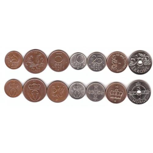 Набір монет Норвегії UNC, 7 шт