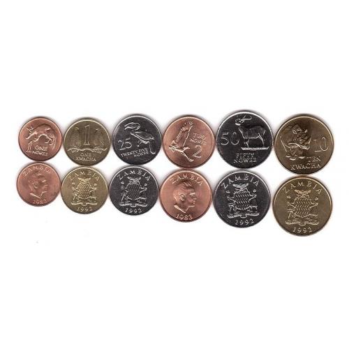 Набір монет Замбії UNC, 6 шт