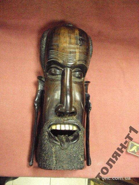 африка эбеновое дерево маска инкрустация кость